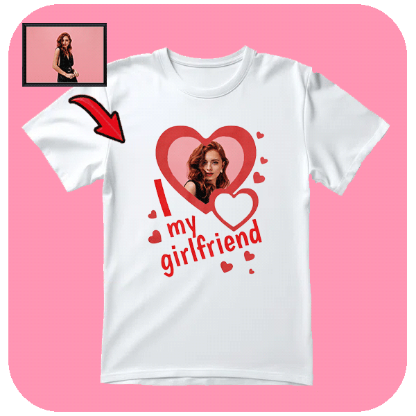 Personalizowana Koszulka I Love My Girlfriend w Kształcie Serca
