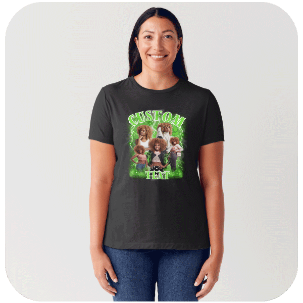 Vintage Bootleg Koszulka z Twoimi Zdjęciami i Własnym Napisem