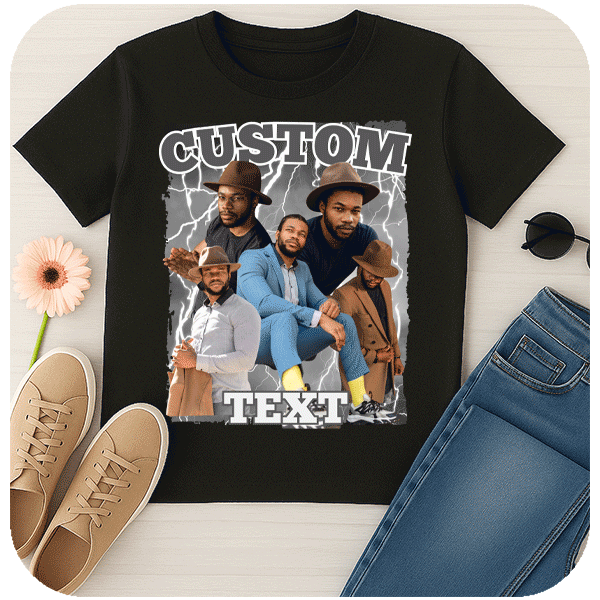Koszulka Personalizowana Vintage Bootleg z Twoimi Zdjęciami i Tekstem