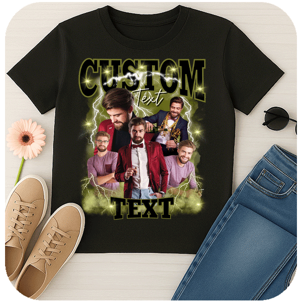 Custom koszulka vintage z Twoimi zdjęciami i własnym napisem