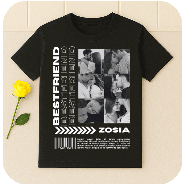 Koszulka Best Friend z własnym nadrukiem | Personalizowana koszulka dla przyjaciółki ze zdjęciem