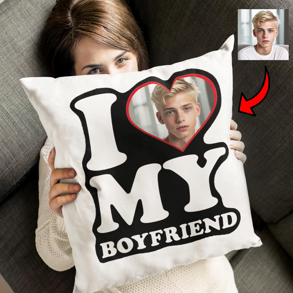 Poduszka z Twarzą - I love my Boyfriend - obrazek 2
