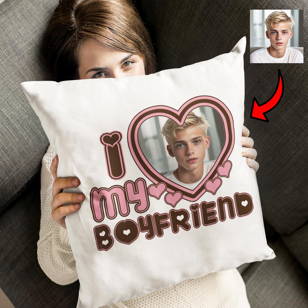 Poduszka ze zdjęciem - I love my Boyfriend - obrazek 2
