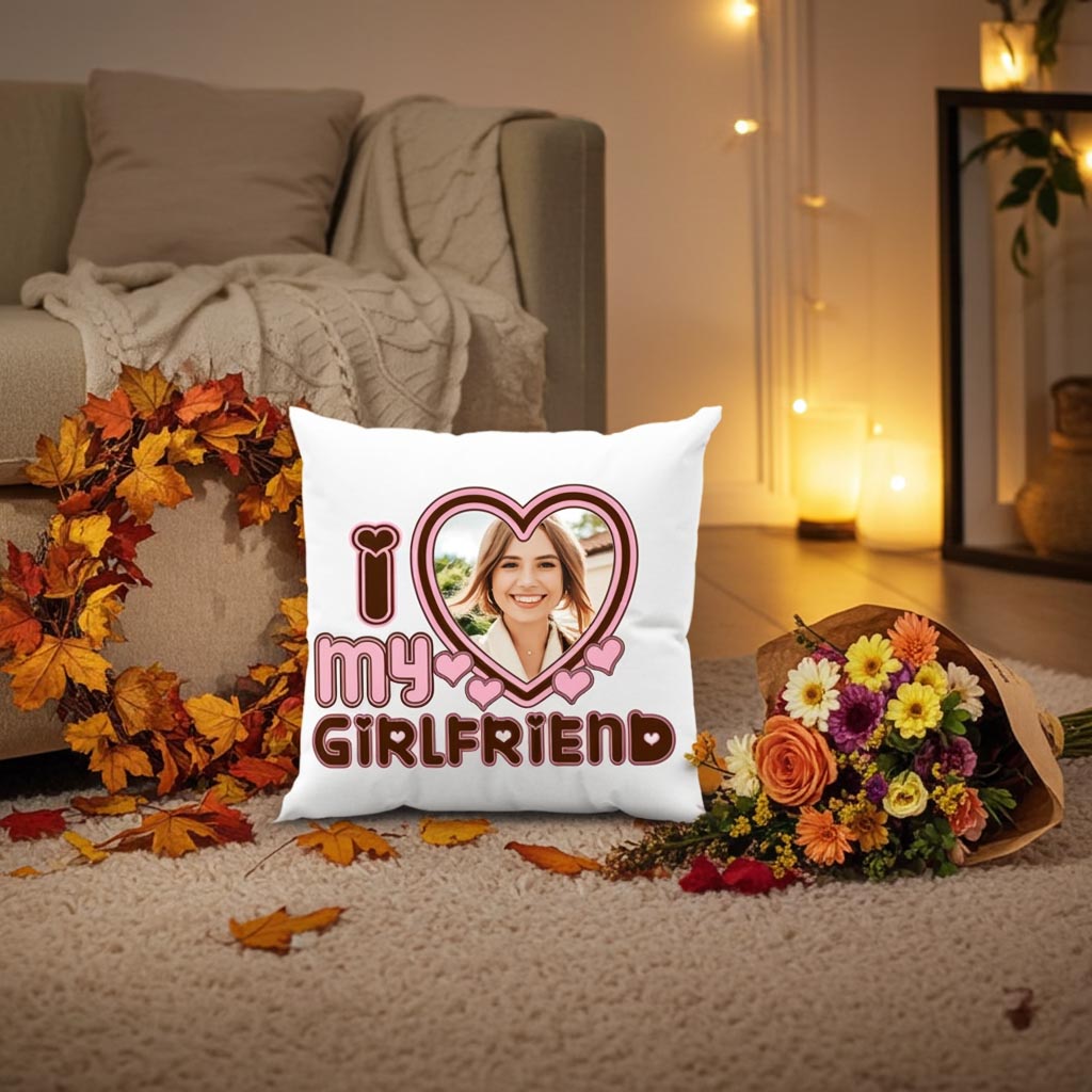 Poduszka I Love My Girlfriend – poduszka z nadrukiem | Personalizowany prezent