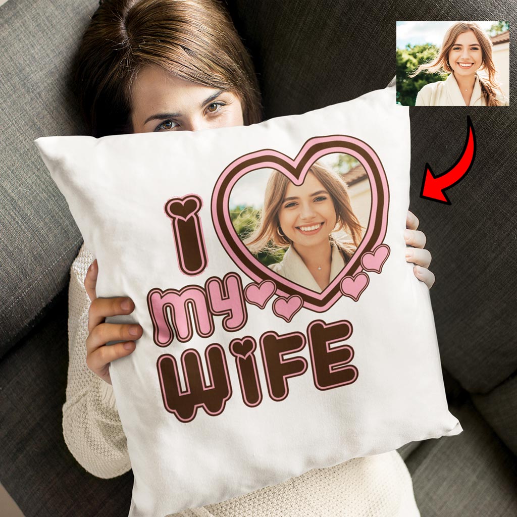 Personalizowana Poduszka ze Zdjęciem I Love My Wife - obrazek 2