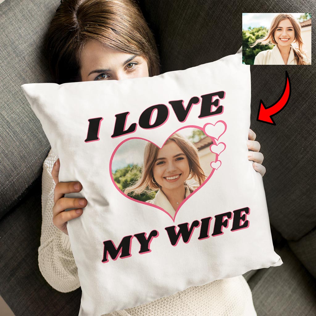 Poduszka ze Zdjęciem Love My Wife - obrazek 2