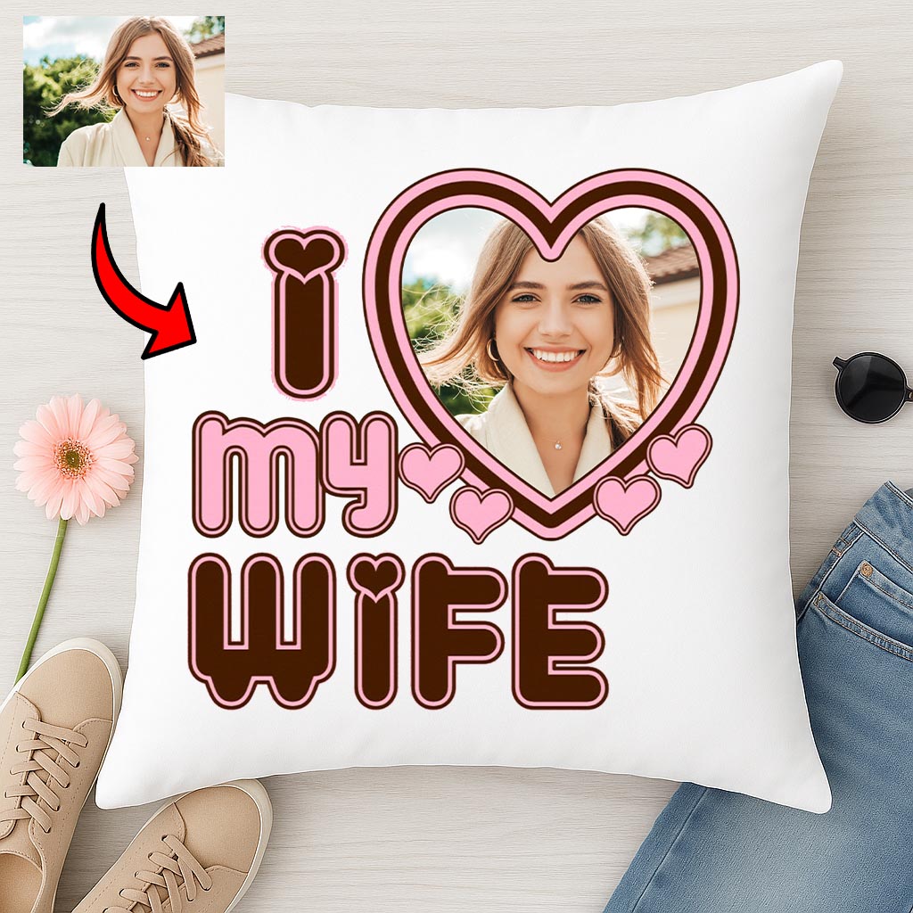 Personalizowana Poduszka ze Zdjęciem I Love My Wife