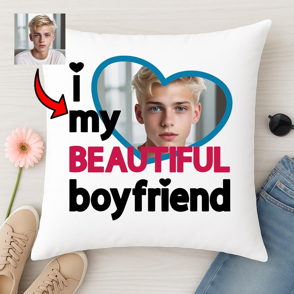 Poduszka ze zdjęciem I Love My Beautiful Boyfriend