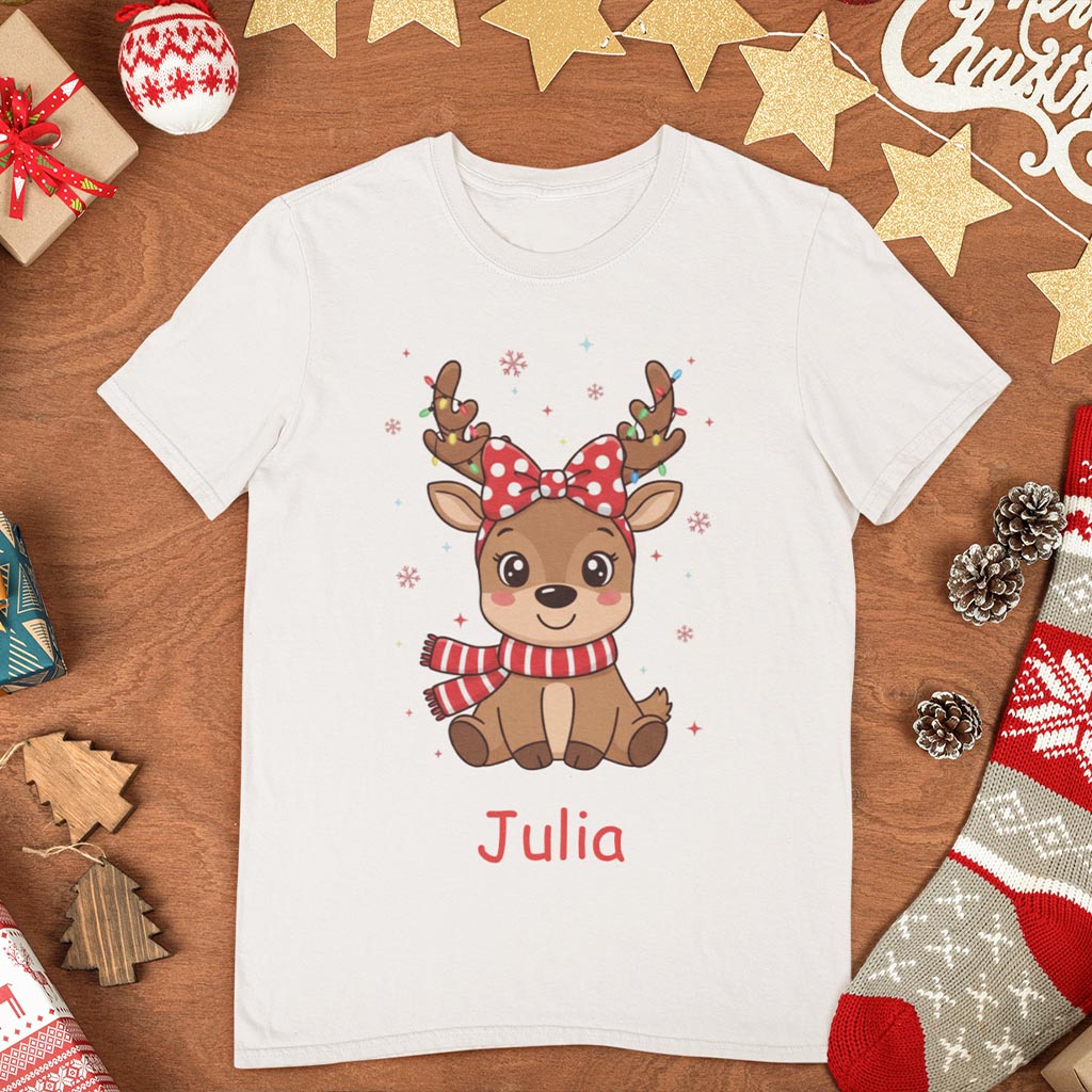 Koszulka świąteczna dla rodziny z reniferem - Prezent na święta