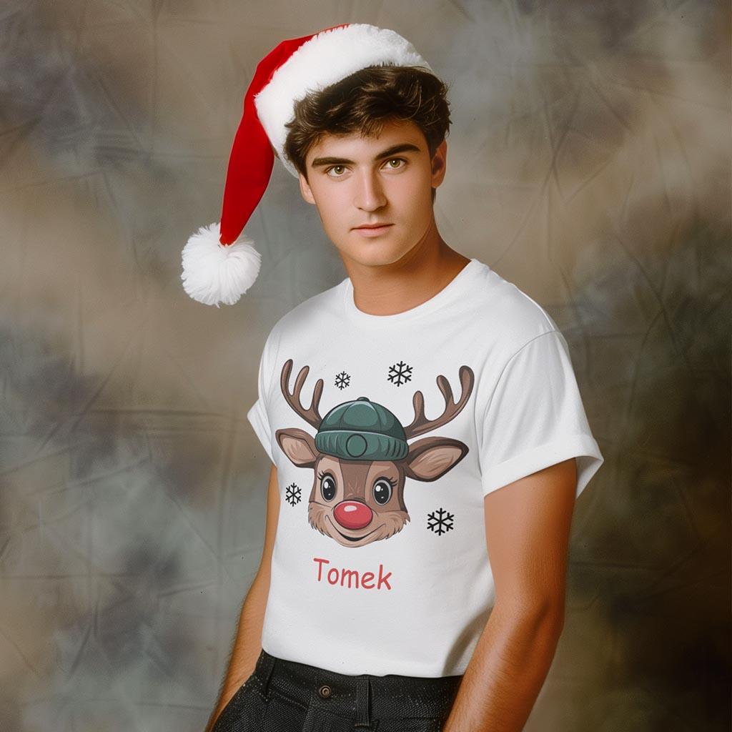 Koszulka świąteczna dla chlopaka z reniferem