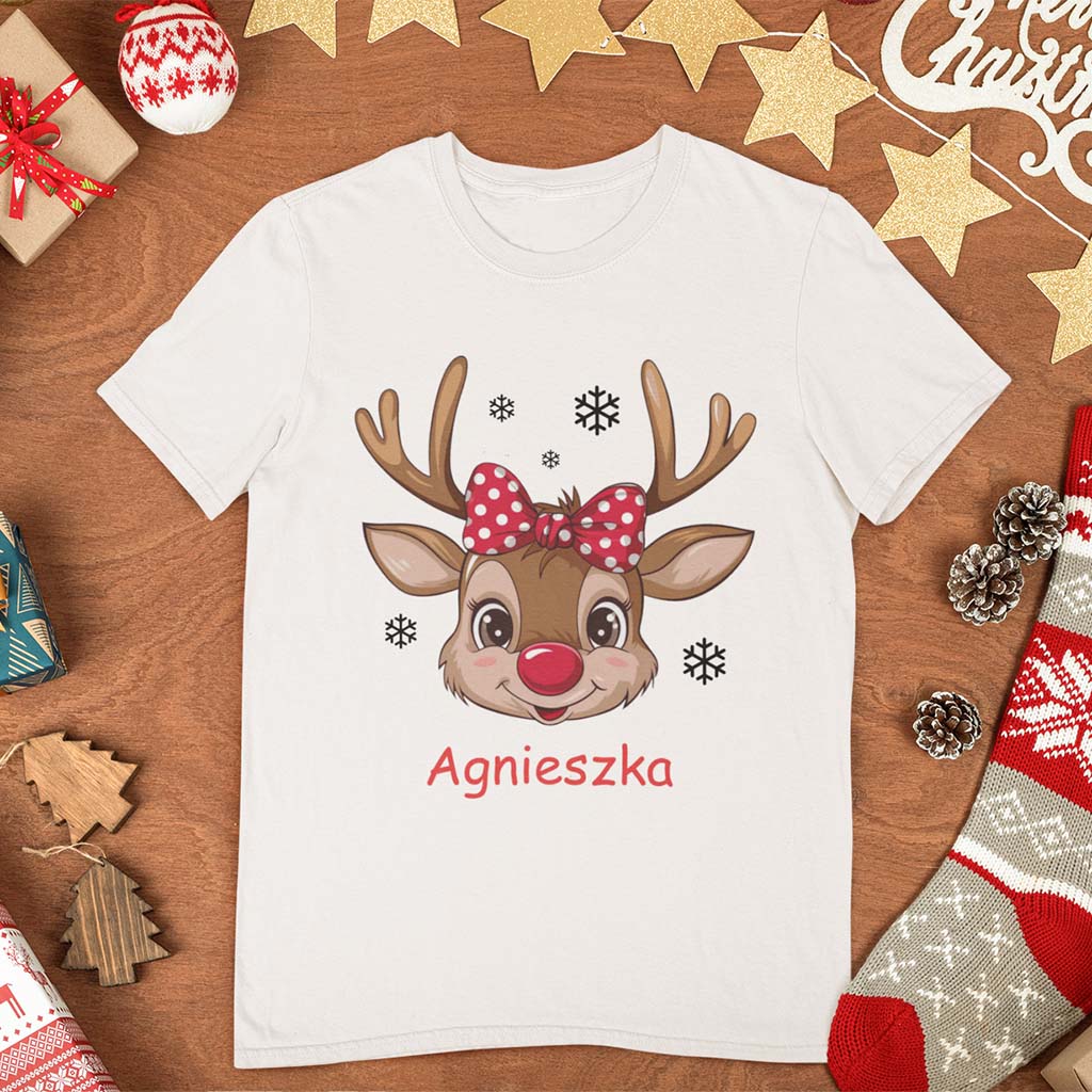 Koszulka świąteczna dla dziewczyny z reniferem