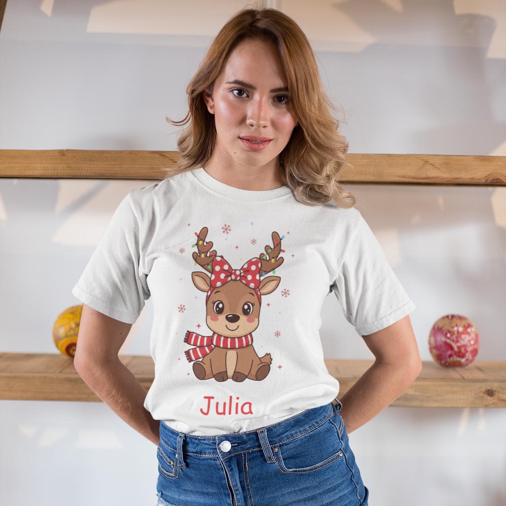 Koszulka świąteczna dla rodziny z reniferem - Prezent na święta