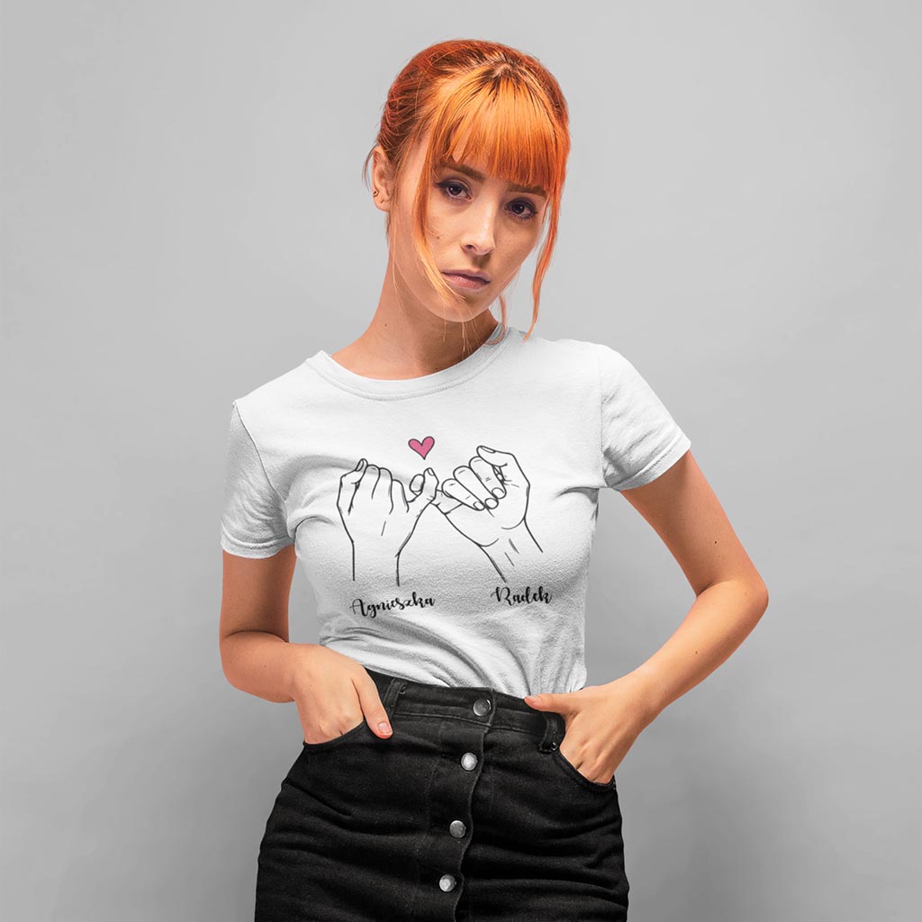 Koszulka dla par - Dłonie z imieniem - Prezent na Rocznice - obrazek 4