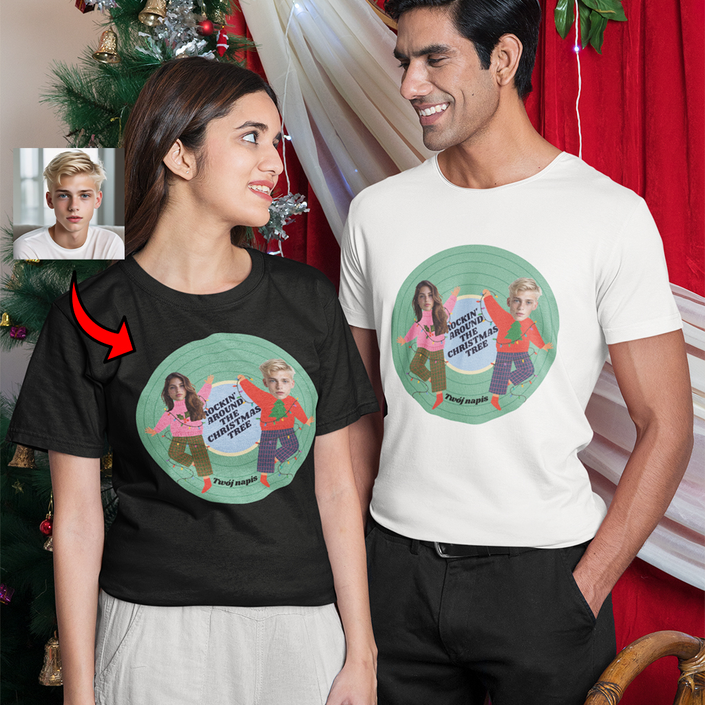 Koszulka na Święta z Własnym Zdjęciem – Personalizowana Świąteczna Koszulka | Prezent pod Choinkę Xmas