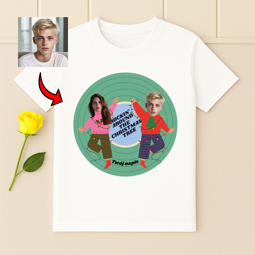 Koszulka na Święta z Własnym Zdjęciem – Personalizowana Świąteczna Koszulka | Prezent pod Choinkę Xmas