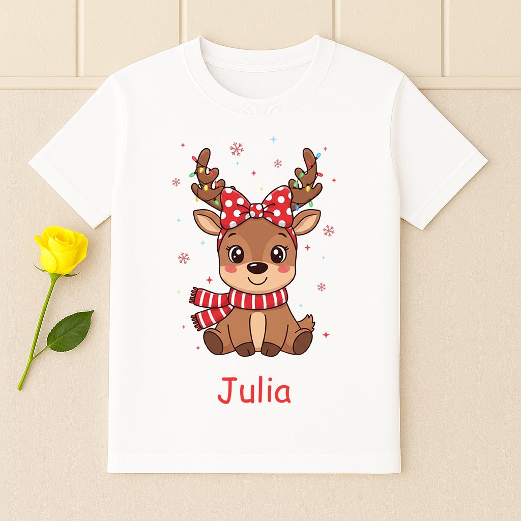 Koszulka świąteczna dla rodziny z reniferem - Prezent na święta