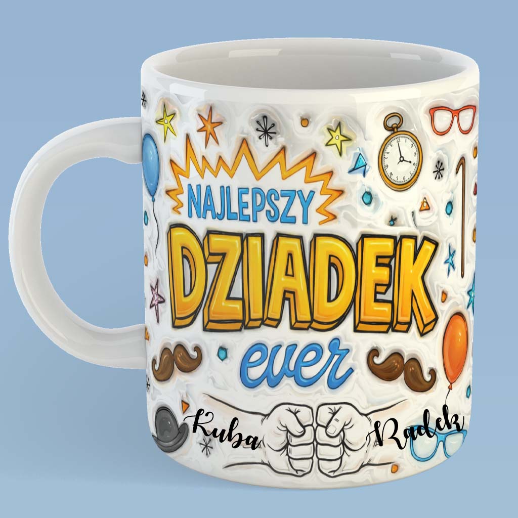 Kubek dla Dziadka 3D z Imionami